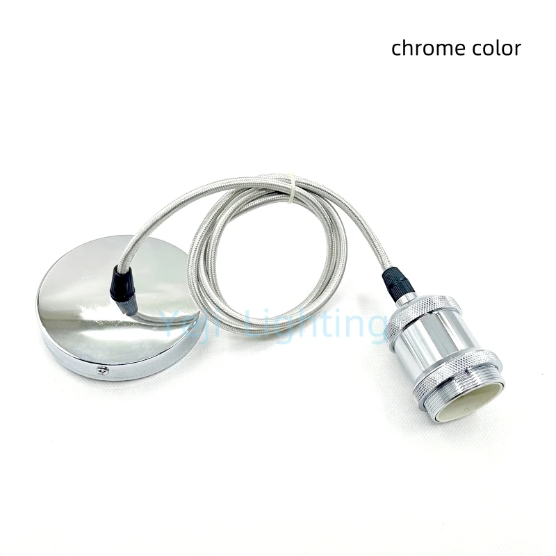 100mm Lamp Base Iron Ceiling Plate Retro Cable Wire Lamp Base E27 Aluminum Alloy Retro Lamp Holder E27 Braided Wire Lamp Socket