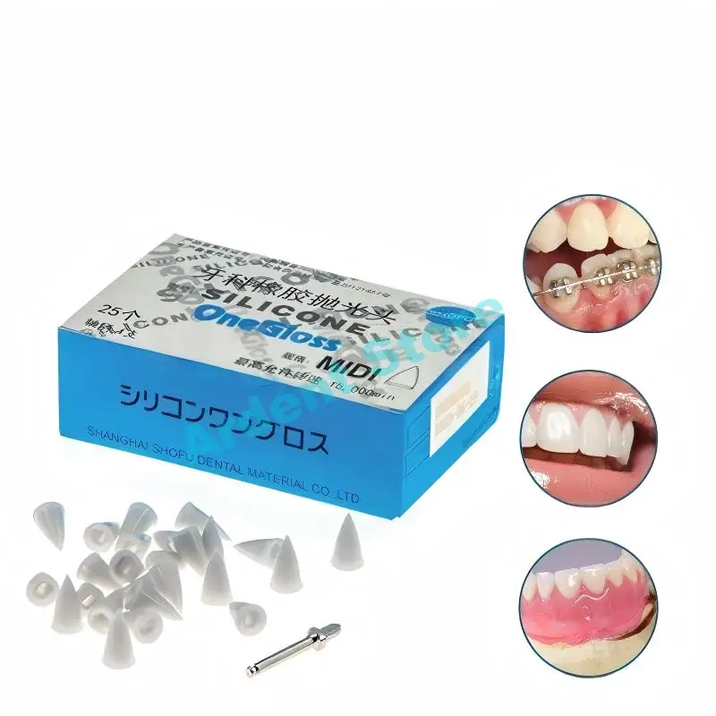 

SHOFU OneGloss® Silicone Polishing Point 2-in-1 Finishing&Polishing System MIDI Point Refill Composite&Enamel Polisher 25Pcs/Box