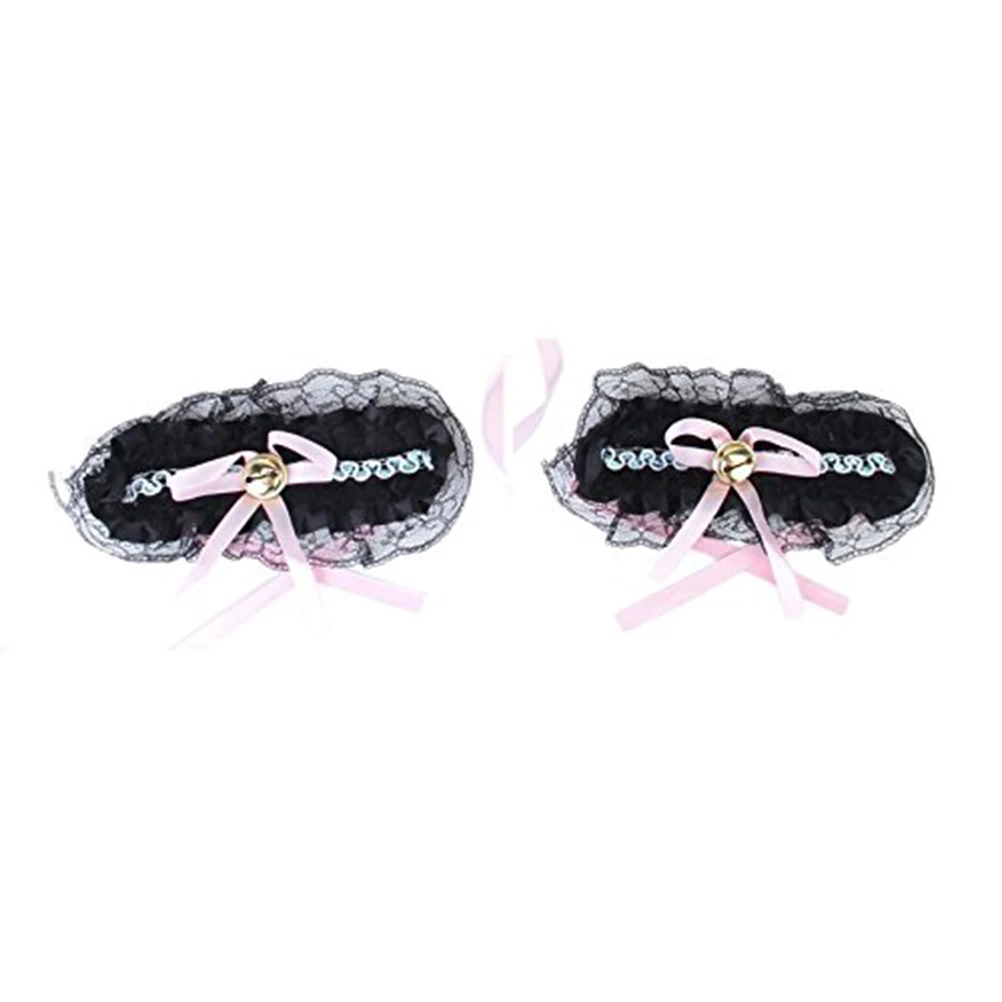 

Black Cat Headband Necklace Bracelet Set Cosplay Cuff Costume Collar Bands Lace Bells Fun Occasions Headwear