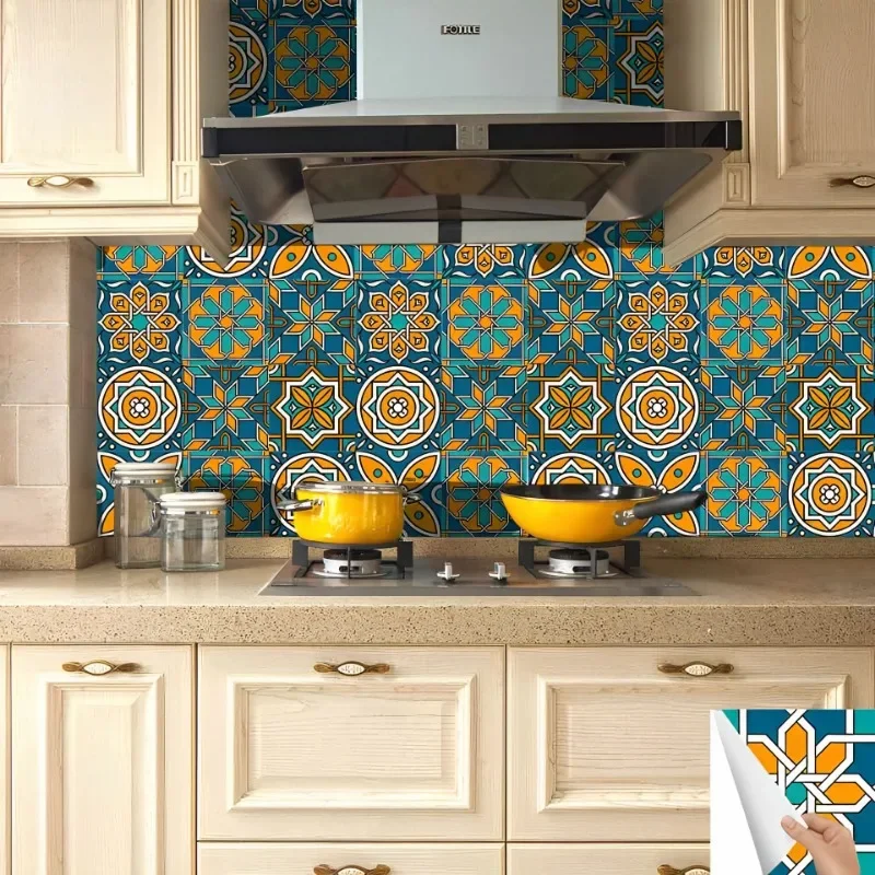 

European Pattern Tile Stickers Brick Wall with Thick Waterproof Stickers for Kitchen and Bathroom Tile Stickers Art Home Decor