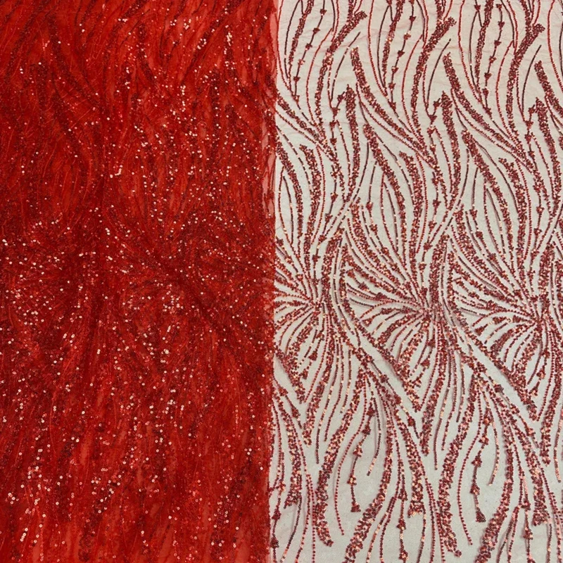 Glitter Sequin Beaded Lace Fabric 90X120Cm French Tulle for Stage Performance Costume Party Wedding Dress Diy