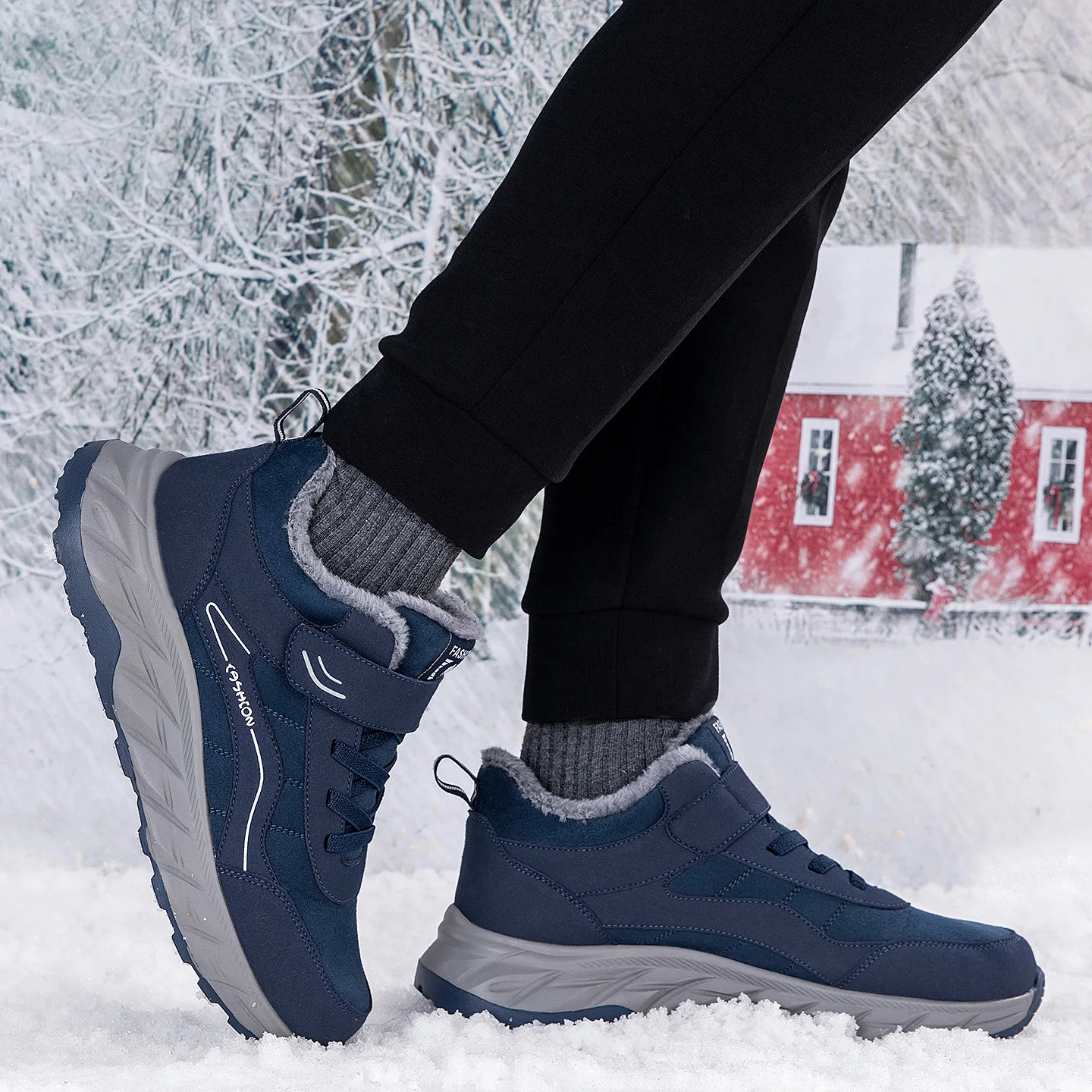 

Big Size 48 Outdoor anti slip Men Casual Warm Fur Comfortable elderly cotton shoes Zapatos Hombre Winter Snow Boots