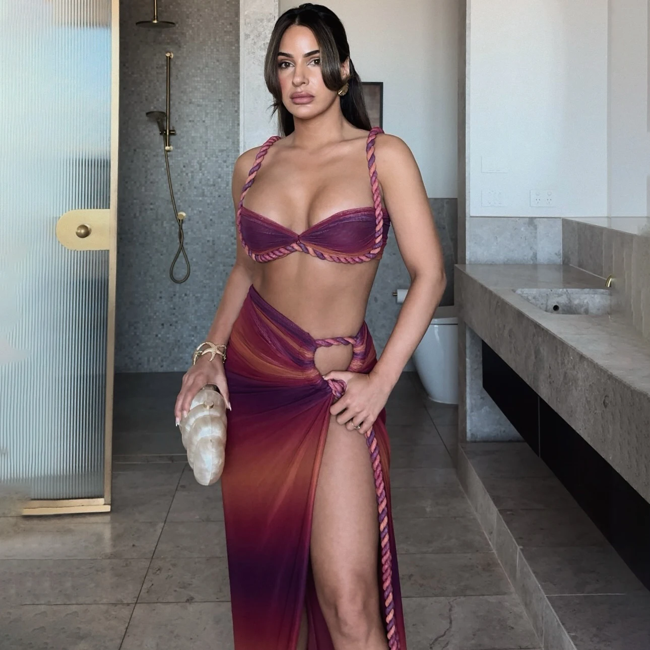 Set bikini sexy a 3 pezzi con cover up bikini push up costume da bagno donna costumi da bagno femminili gonna lunga costume da bagno halter Beachwea