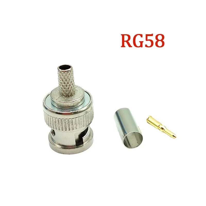 5set BNC Male Crimp Type Connector Adapter Plug for CCTV Audio BNC Female Coupler Connector RG58 RG59 RG60 Cables