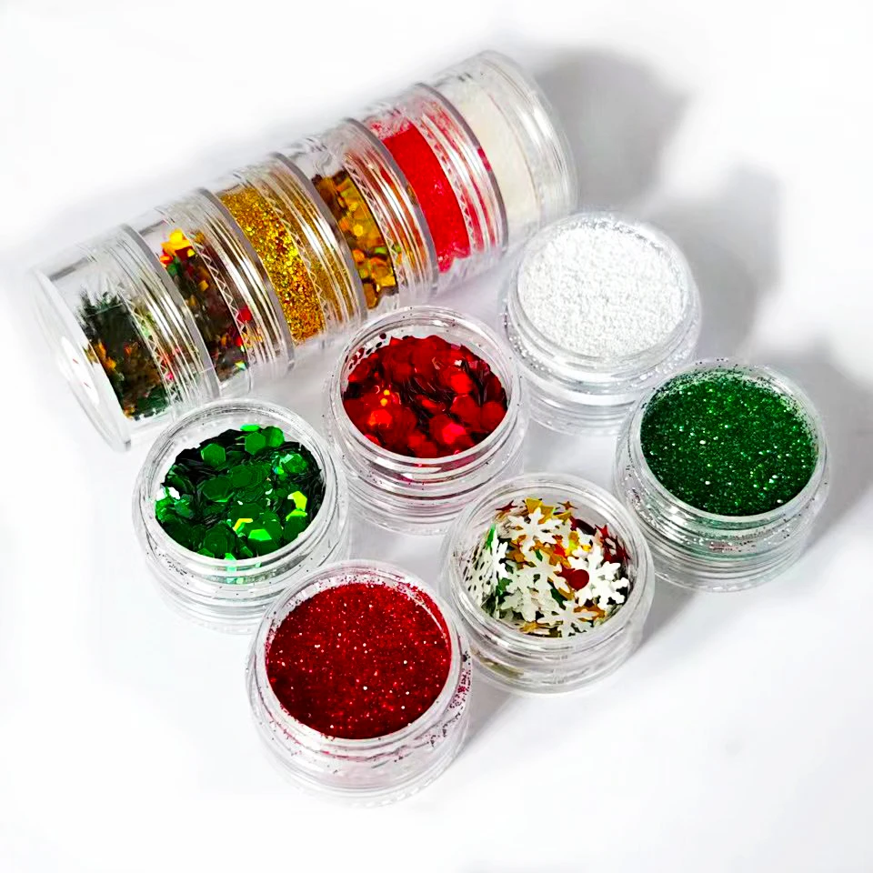 Resin Filling Sequins Glitter Powder Christmas Snowflakes Confetti Xmas Tree Ornaments Home Winter Party Decoration Supplies