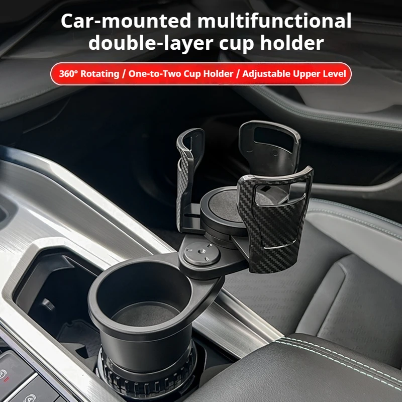 

2 In 1 Vehicle Mounted Slipproof Cup Holder 360 Degree Rotating Water car Cup Holder Multifunctional Dual Holder Auto Accessorie