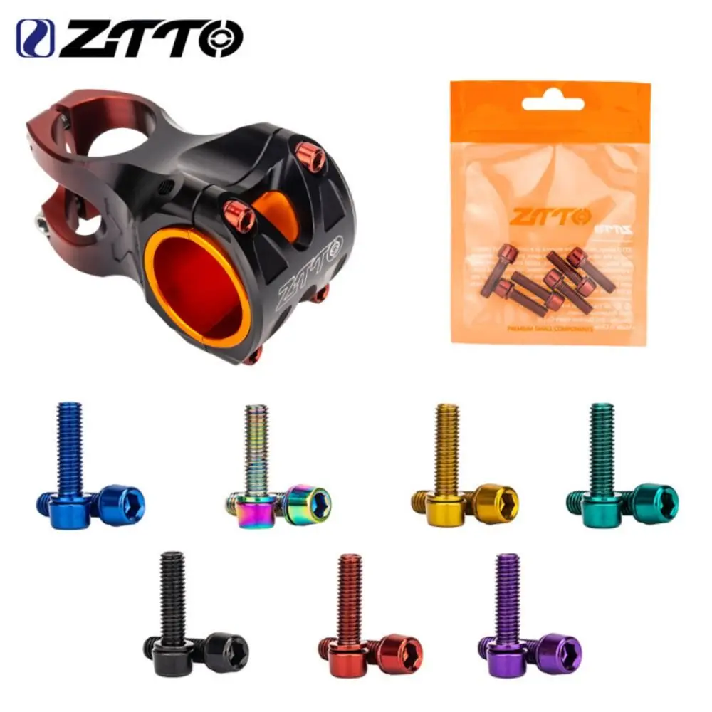6pcs Titanium-plated Bicycle Handlebar Stem Riser Colorful M5*18MM MTB Handlebar Bolts Stainless Steel Colorful Bolts