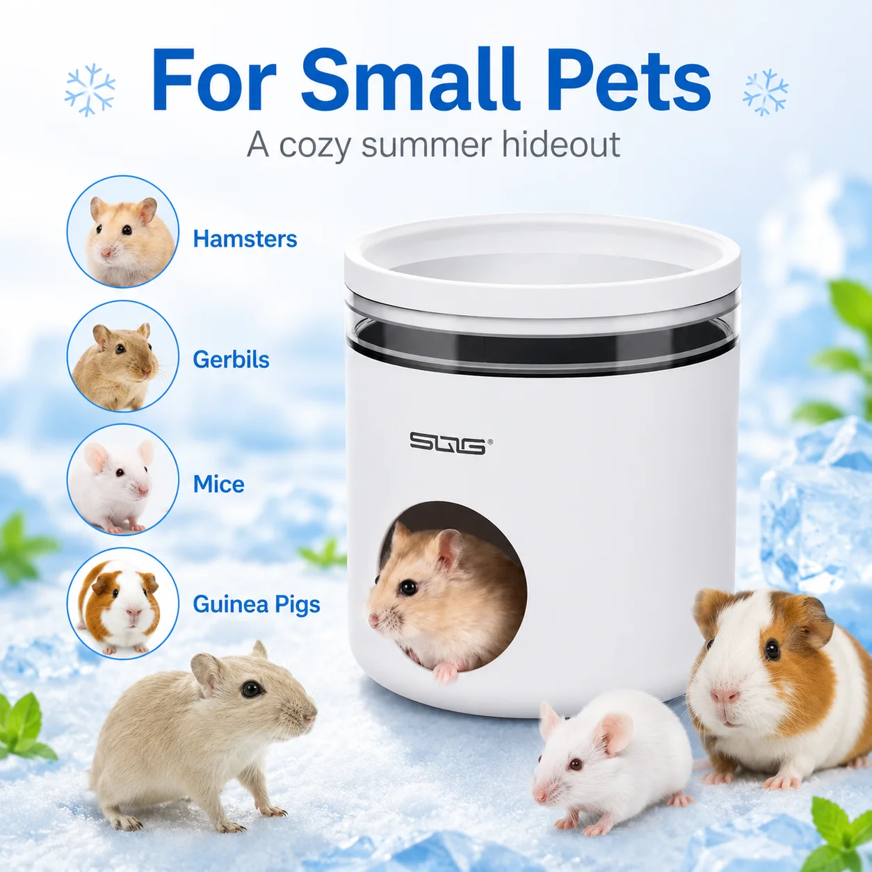 Image of Hamster-Eishaus Kühlende Unterschlupf, Bärenförmiger Sommerschutz für Meerschweinchen, Gerbils, Mäuse und Kleintiere