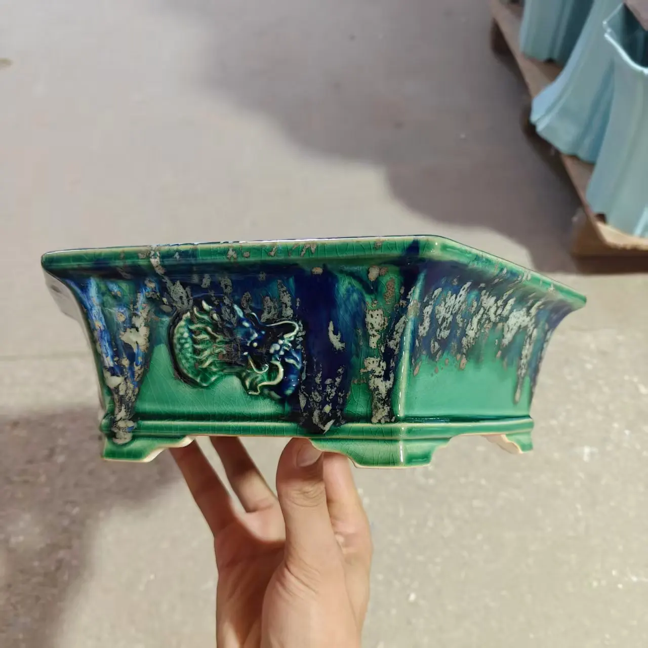 Hand Made High Quality glazed sexangle Shape Bonsai Pot