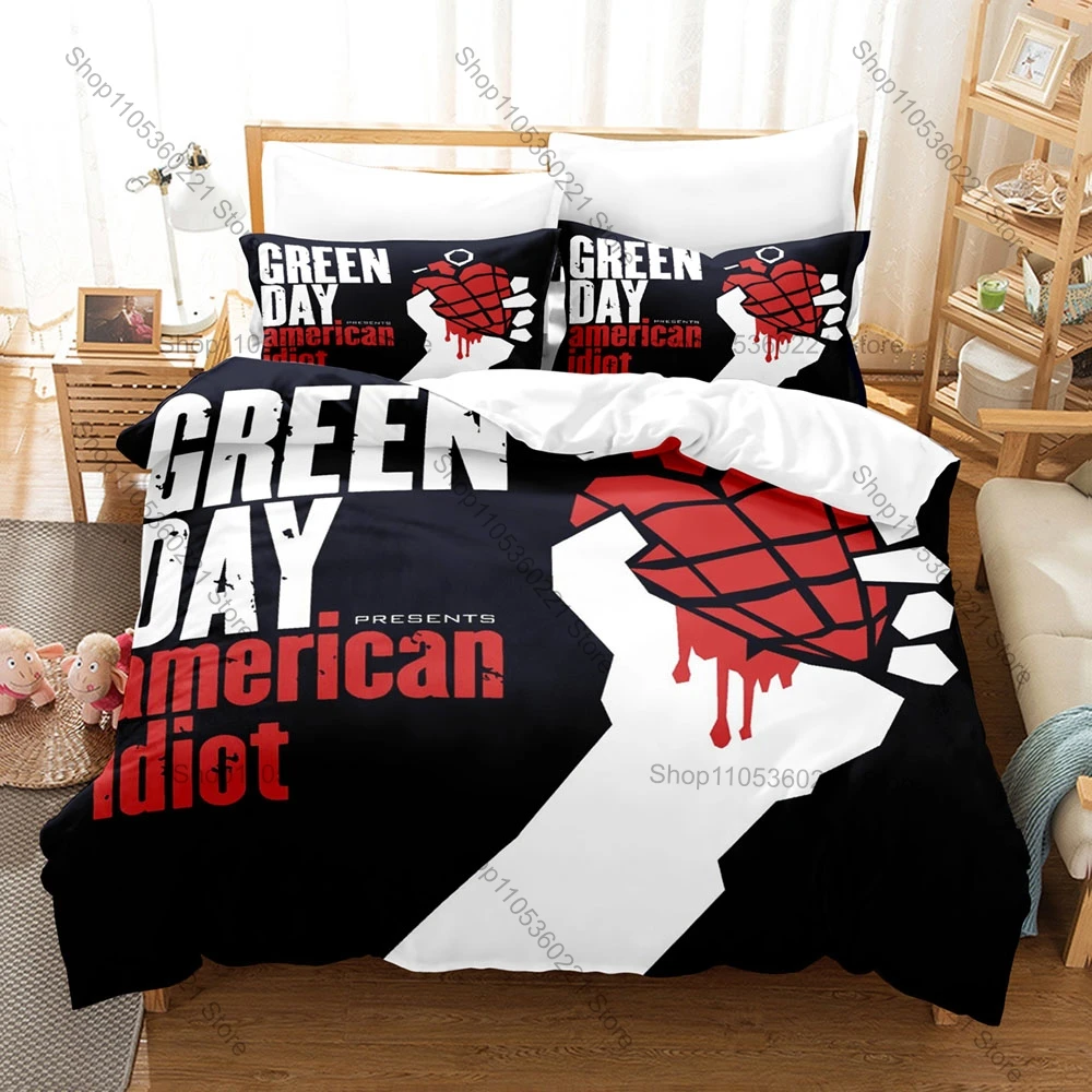 Green Day American Idiot Printed Bedding Set 3 Piece Duvet Cover Set Music Band Fans Gift Soft Comfortable Bed Set All Sizes