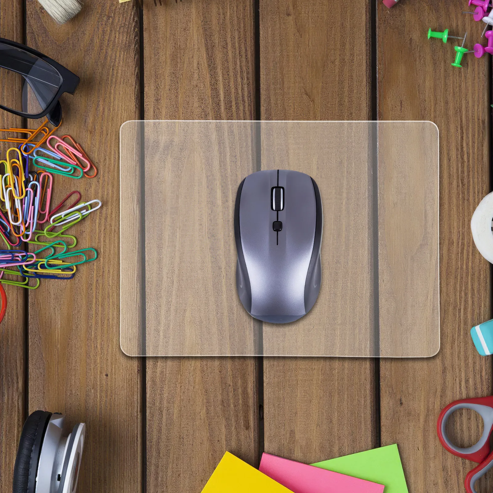 Transparent Glass Mouse Pad Gaming Desk Mat 300x360mm Clear Mousepad for Office Workstation Professional Low Friction Smooth