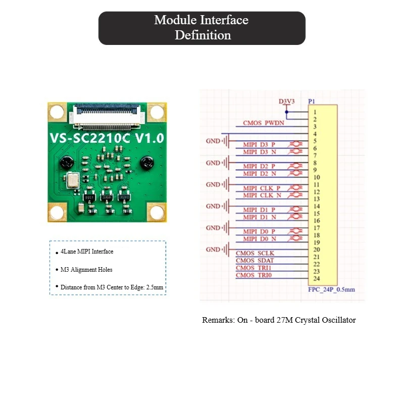 SC2210 컬러 1/1.8인치 대형 타겟 표면 200만 저조도 카메라 모듈