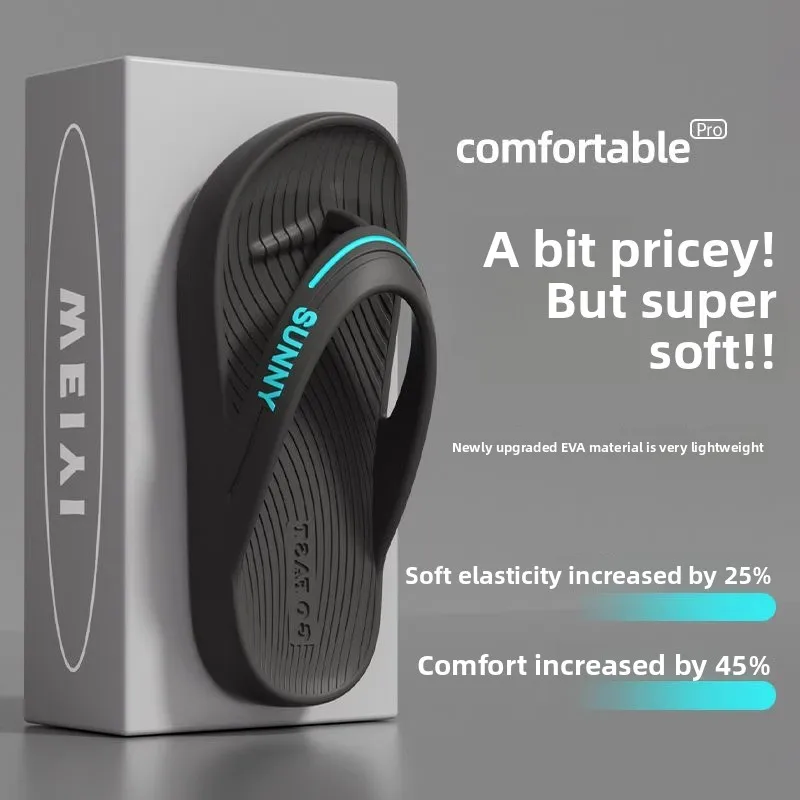 Men's Outdoor Sandals Summer Anti-Odor Soft Bottom Thong Slippers Beach Casual Slip-On Shoes Comfortable Breathable EVA Material
