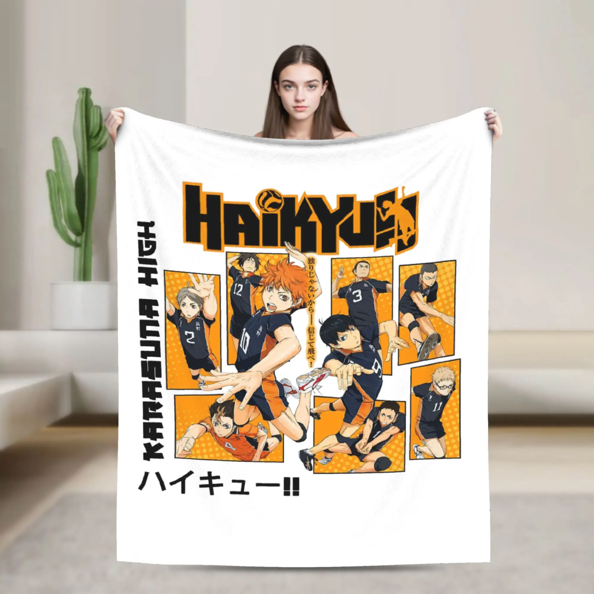 Custom Haikyu Yu Nishinoya Blanket 3D Printed Soft Flannel Fleece Warm Anime Manga Throw Blankets for Car Bed Couch Quilt