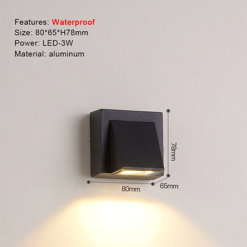 Trazos rundes Quadrat moderne Wand leuchten Garten Veranda IP65 wasserdicht nach unten Beleuchtung im Freien LED Schlafzimmer Lampe Wand dekoration 3