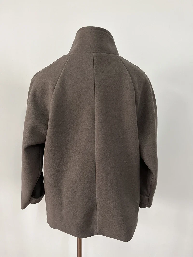 Manteau en laine à simple boutonnage pour femmes, manteau à col rabattu, vêtements pour femmes, mode optique, doux et chaud, automne et hiver