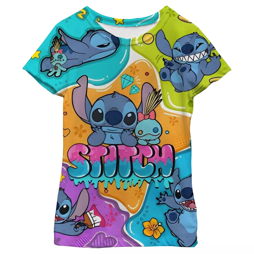 New Kawaii Lilo Stitch Cartoon T Shirt Children Kids Stitch Cute Manga T-shirt Y2k Graphic Tshirt Girl Boy Top Tees Lilo Stich