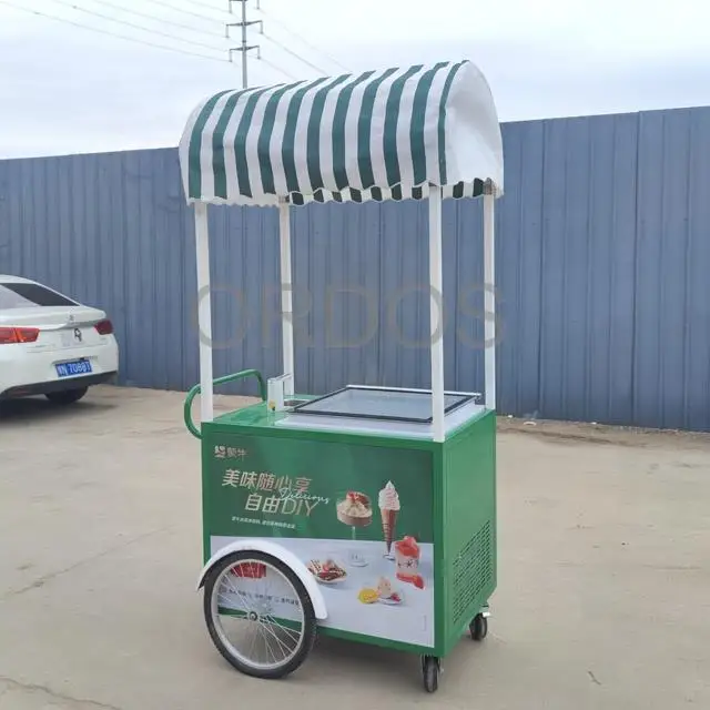 Hot sale factory supply small ice cream push cart simple cold drink cart with cooler easy to move