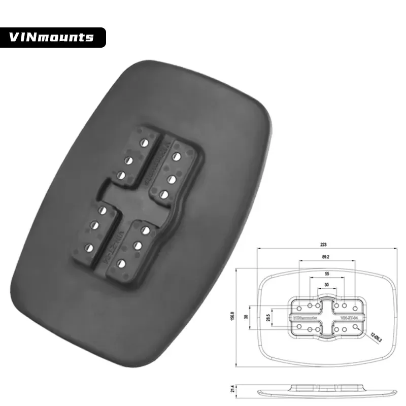 STLF VINmounts Glue-On Pad Flexible Surface Mount for Inflatable Boats - Kayak, Canoe, Dinghy | Rod Holder & Motor Mount
