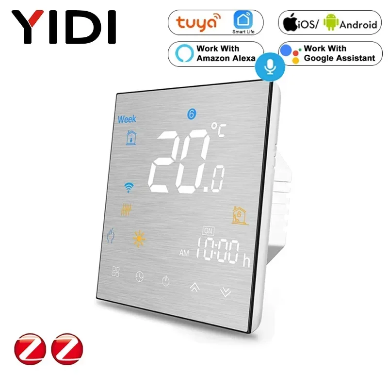 Tuya Metal Brushed Panel ZigBee Smart Thermostat Water/Electric Floor Heating Water/Gas Boiler 2MQTT Alexa Google Home SmartLife