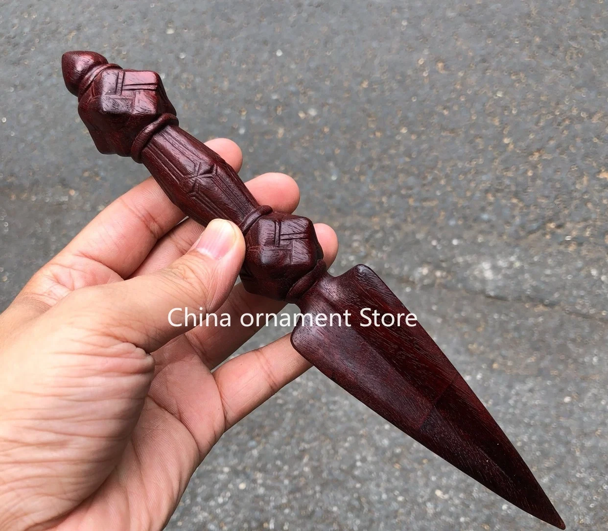 Rosewood carved vajra peg, African Zandeng wood, Buddha front ornament, total length about 23cm