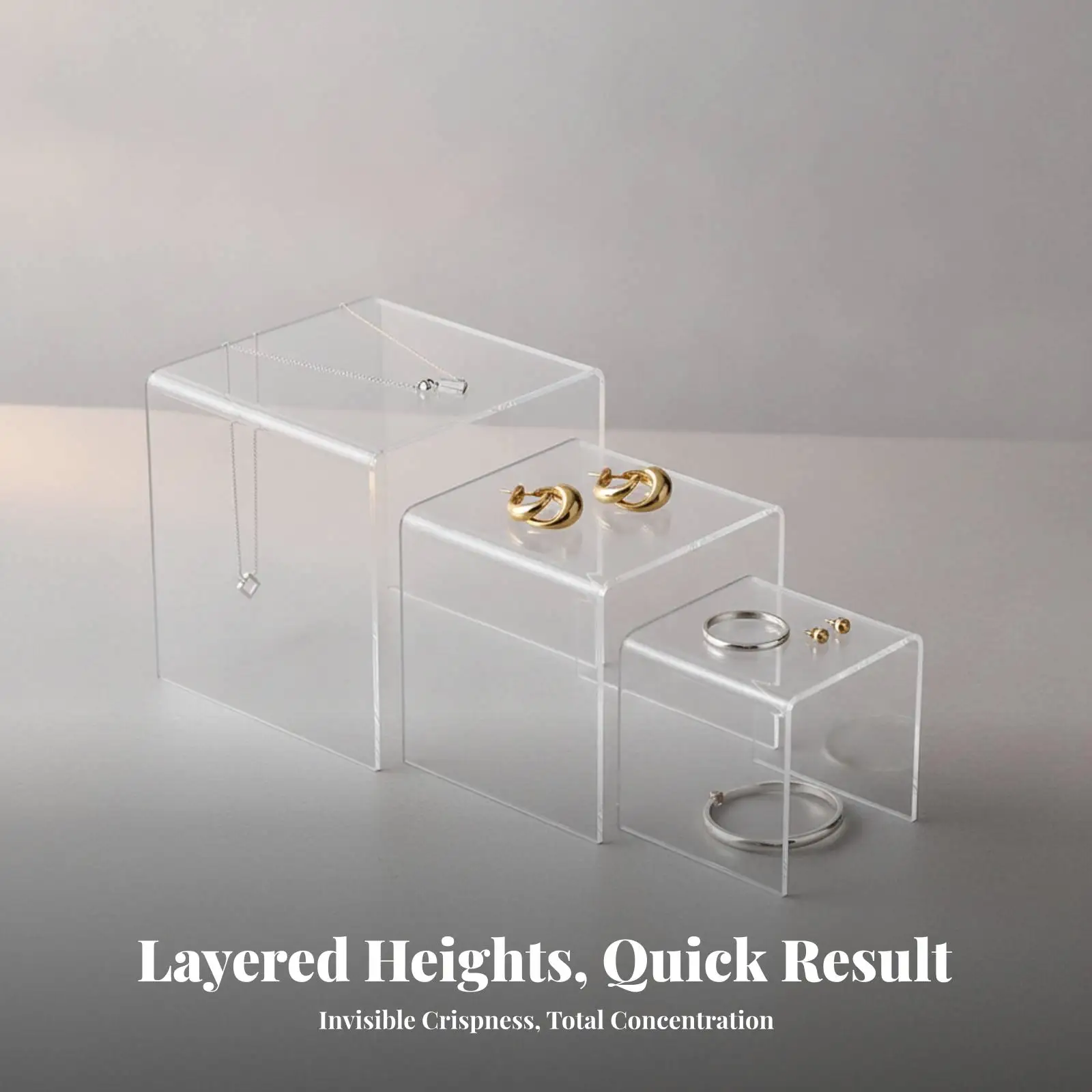 Clear Acrylic Display Stand Pedestal Riser Multi Level Showcase Elevator for Home Decor Jewelry Display