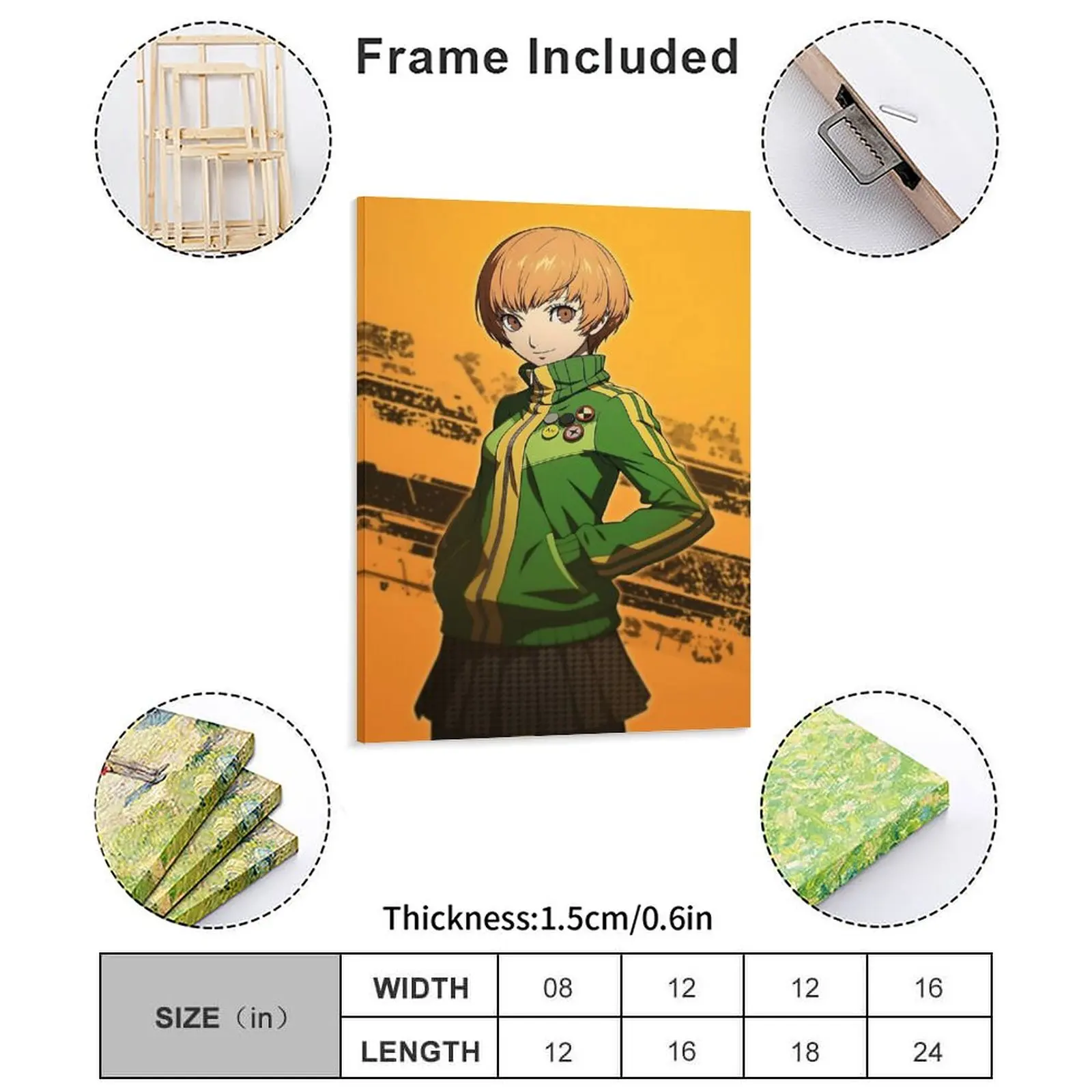 Chie Satonaka 1 Canvas Painting Cinema Garage Custom Wall Cave Garage Framed Wall Painting