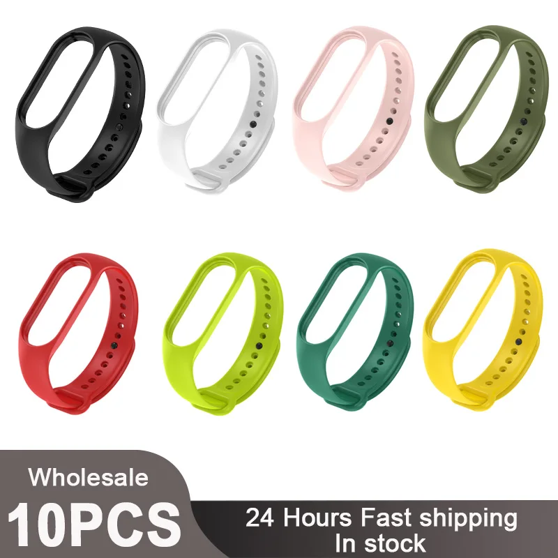 10Pcs/Pack Strap for Mi Band 8 Silicone Bracelet for XiaoMi Band 5 6 7 Xiomi Xiami Wrist Strap Man Women