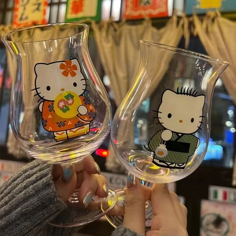 

Hello Kitty Couple Glass Cold Drink Juice Drink Cup Cute and Good-looking Valentine's Day Gift Holiday Surprise Home Water Cup