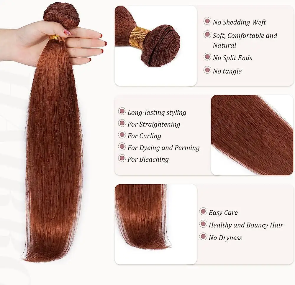 Miss Rola-tecelagem de cabelo humano reto brasileiro, extensões de cabelo remy, duplas Wefts, vermelho, marrom, loiro, 1 Pacotes, 3 Pacotes, 4 Pacotes