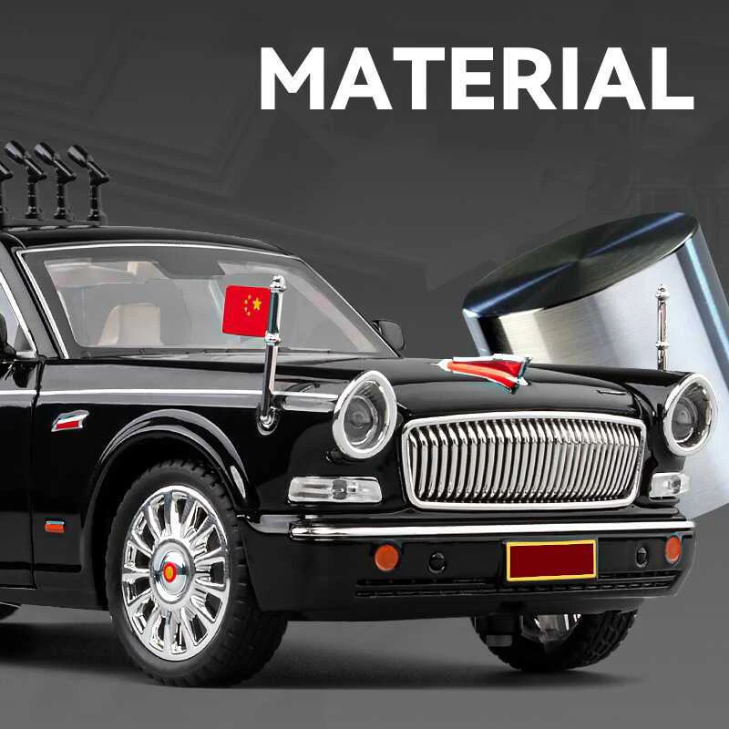 1/24 HONGQI L9 Alloy Limousine Luxy Car Model Diecasts Metal Parade Vehicles Car Model Simulation Sound and Light Kids Toys Gift