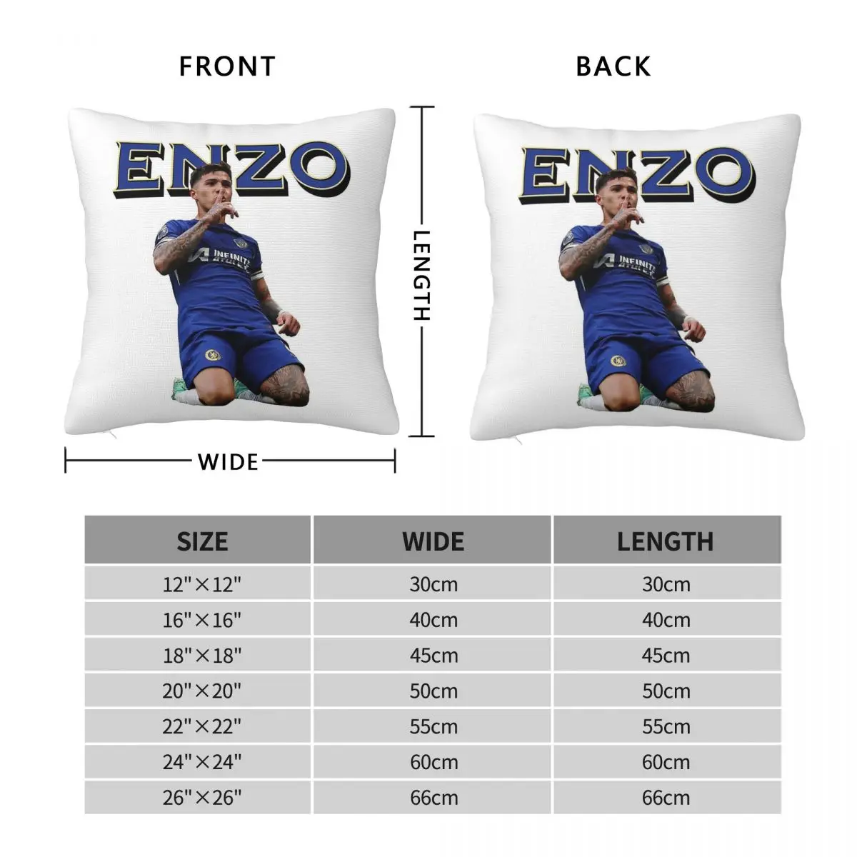 Enzo Fernﾡndez Pillowcase Polyester Linen Velvet Printed Zip Decorative Pillow Case Room Cushion Cover