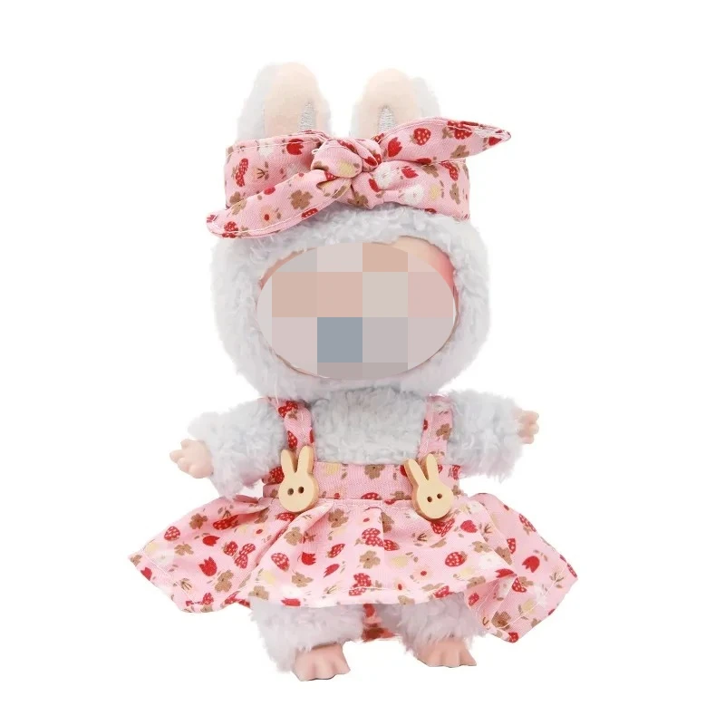 Visage en vinyle en peluche pour poupée Labubu, jupes, sac en peluche, breloque, petits vêtements, bandeau, accessoires pour filles, jouets à la mode