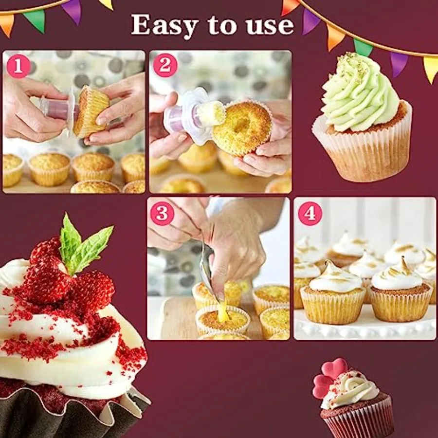 3 шт. пластиковый инструмент для удаления сердцевины торта, плунжер для кексов, форсунка для выпечки и инжектор для кексов, украшение глазури, набор из 3 предметов из нержавеющей стали Ste