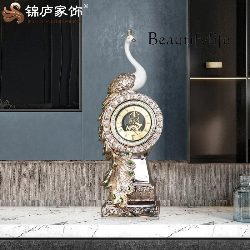 BJ High-end Large Hotel Entrance Placement Housewarming Decorative Gifts Clock Living Room Floor-to-ceiling Clock Ornaments,