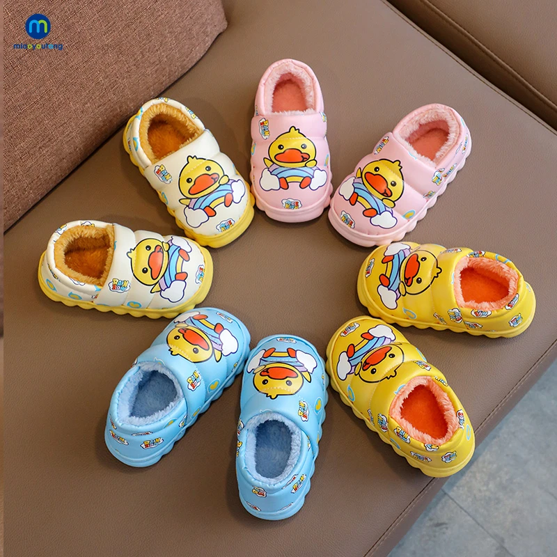 Pantofole per bambini impermeabili calde invernali suola antiscivolo peluche cotone ragazzi e ragazze Indoor Outdoor Kids Home Shoes miaoyutong