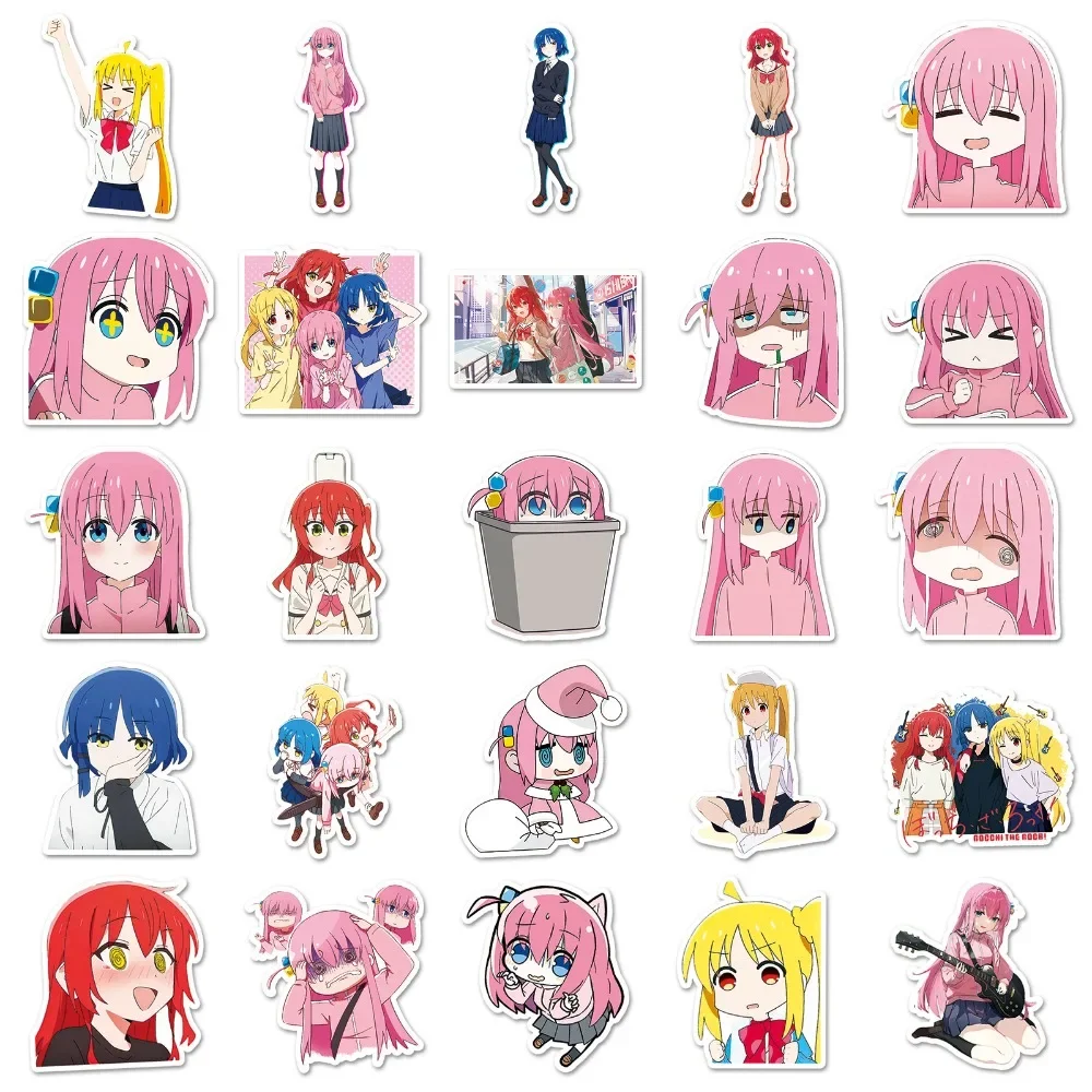 50 قطعة أنيمي بوتشي ذا روك! ملصقات كارتون مانغا اليابانية للفتيات Gotoh Hitori Ijichi Nijika Kawaii رسم خربش الزينة