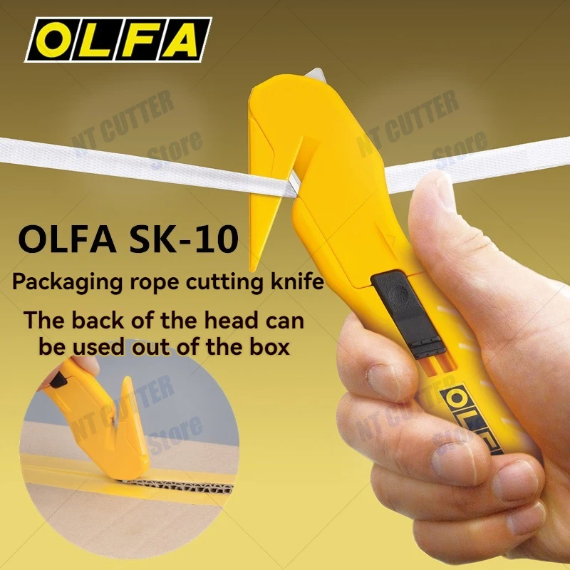 OLFA SK-10 ouvre-boîte multifonctionnel de qualité professionnelle, couteau de courrier de sécurité, film rétractable/sac en plastique/coupe-carton, couteau utilitaire de coupe de corde de cerclage, lame: SKB-10/10B