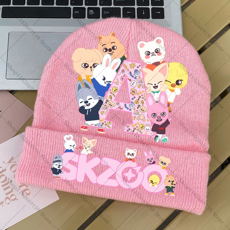 

Girl Cartoon Cute Knitted Hat SKZ ooed Anime Printed Knit Cap Winter Warm Accessories Kids Fashion Hats Children Christmas Gifts