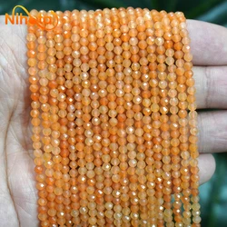 2mm/3mm Natural Faceted Orange Aventurine Round Beads DIY Bracelet Pendant Accessories 15'' Strand Handmade for Jewelry Making
