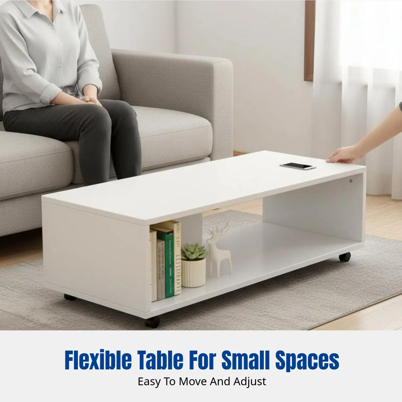 小型コーヒーテーブル、モダンサイドテーブル、クリーム色のミニマリスト、多機能、リビングルーム、省スペースデザイン