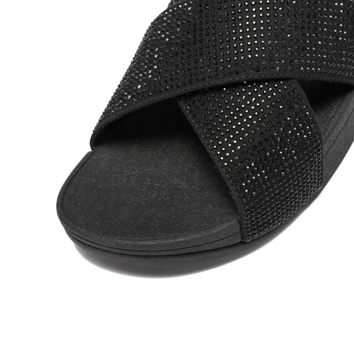 Leather Platform Slippers Women\'s Cross Sandals Slippers Fashion Versatile Outer Wear Casual Flash Diamond Flip Flop