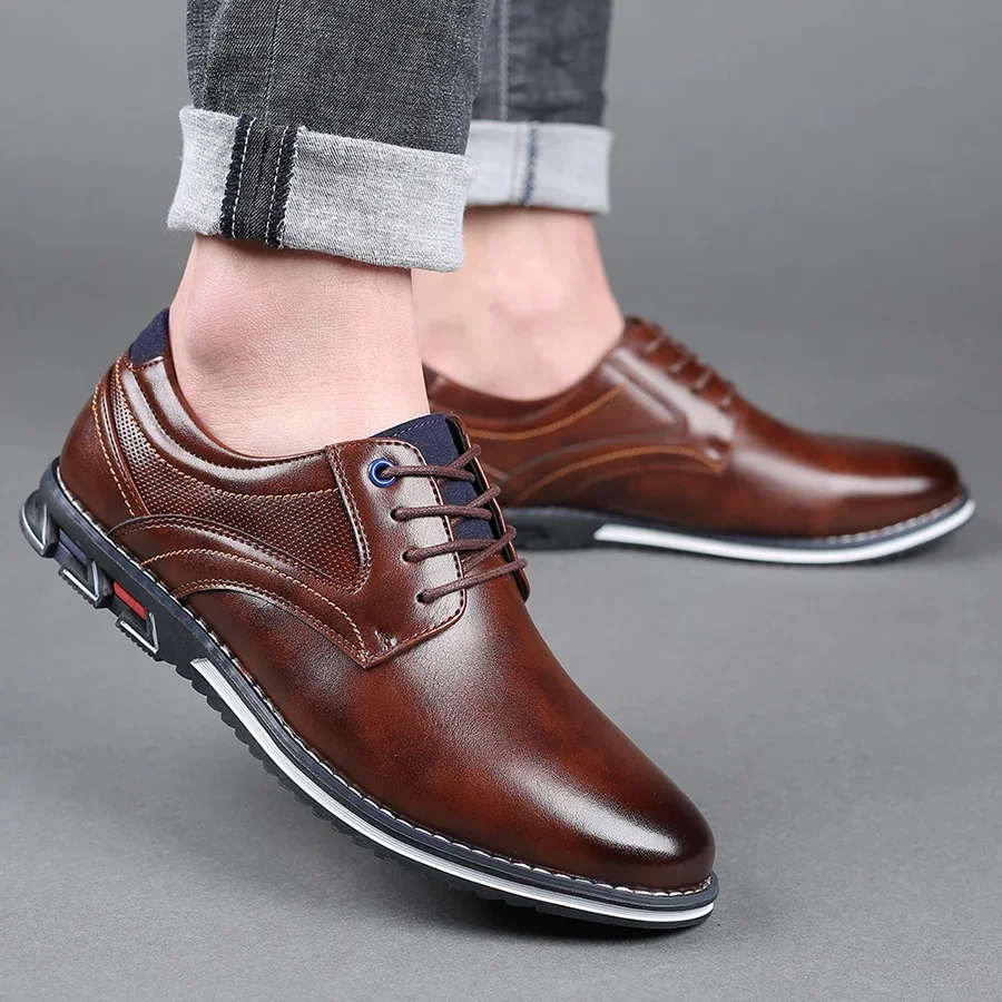 Retro Men Shoes Business Brand Leather Shoes Fashion Casual Shoes for Men Black Brown Breathable Loafers Comfort Men'shoe 2023