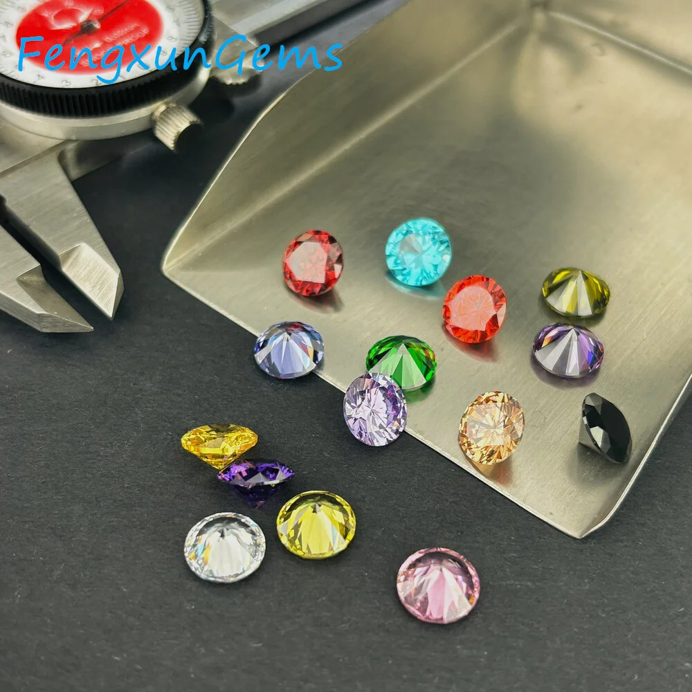 Piedra de circonia cúbica 5A de 1,0 ~ 12mm, forma redonda Multicolor, corte brillante, piedras CZ sueltas, cuentas de gemas sintéticas para joyería