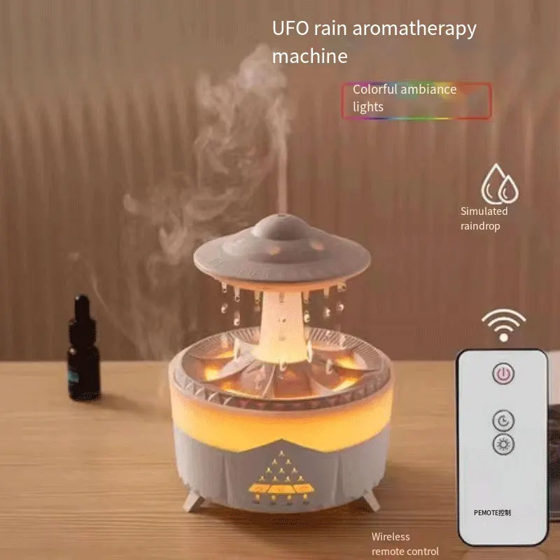 Simulated Raindrop Humidifier Flame Aromatizer HouseHold High-Capacity Intelligent Volcanic Spray Humidifier