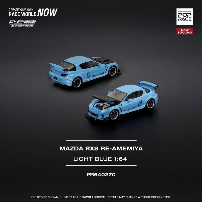 Diecast PopRace 1:64 Scale Mazda RX7 Mk2 FC3S Reihong RE Amemiya Alloy Car Model