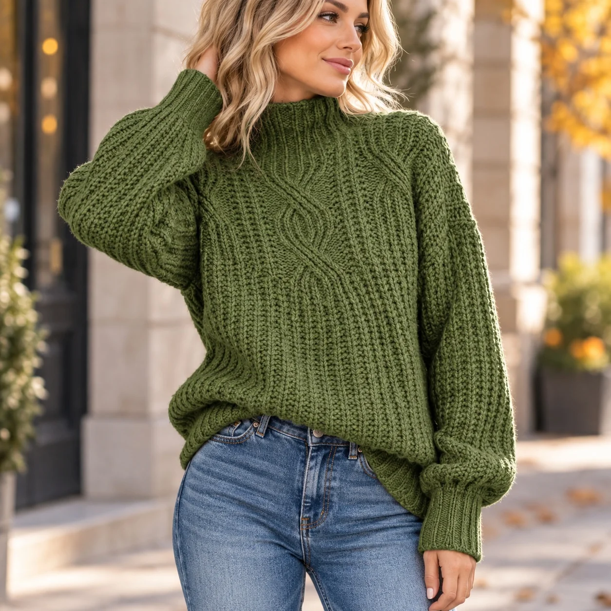 Heat Set Pullover Sweater Regular Length European and American Style with Patchwork Turtleneck Medium Weight Women Sweater