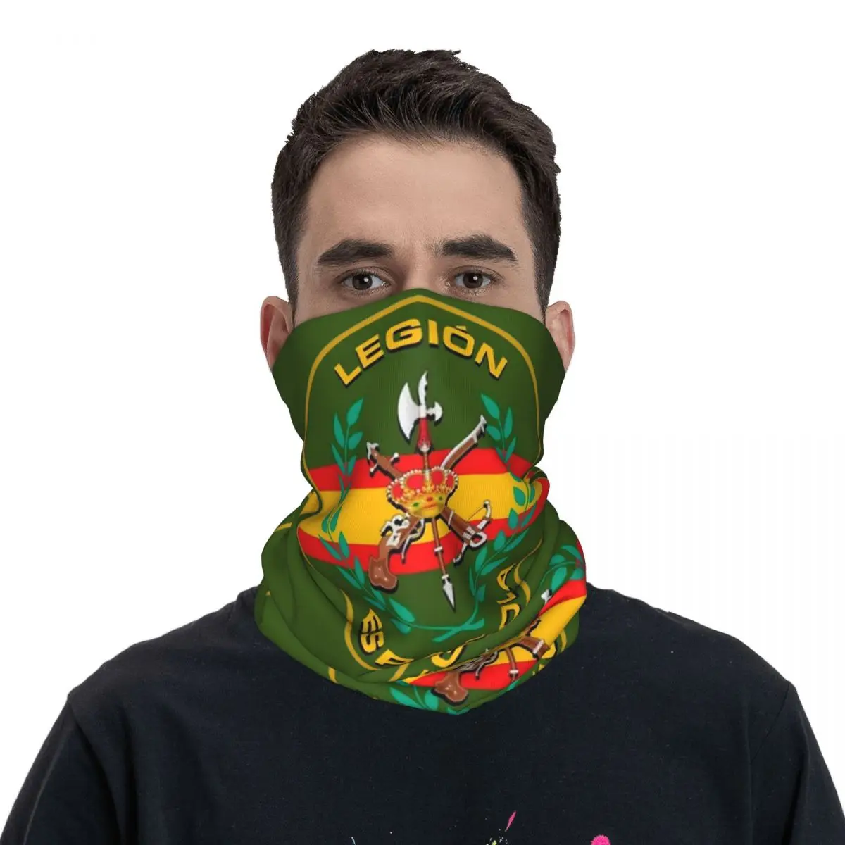 Men Spanish Legion Bandana Merch Neck Cover Printed Spain Army Wrap Scarf Warm Balaclava For Riding Washable