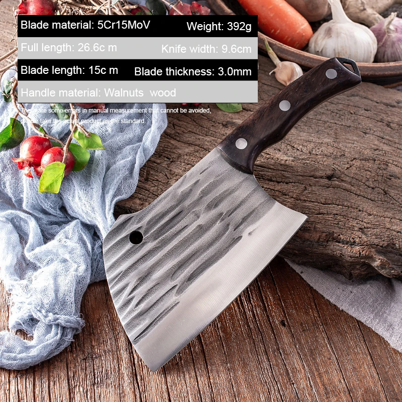 Traditional Handmade Butcher Knives Forged Cleaver Knife 5Cr15 Hammer Made Kitchen Chef Knife Meat Fish Slicing Chopping Knife