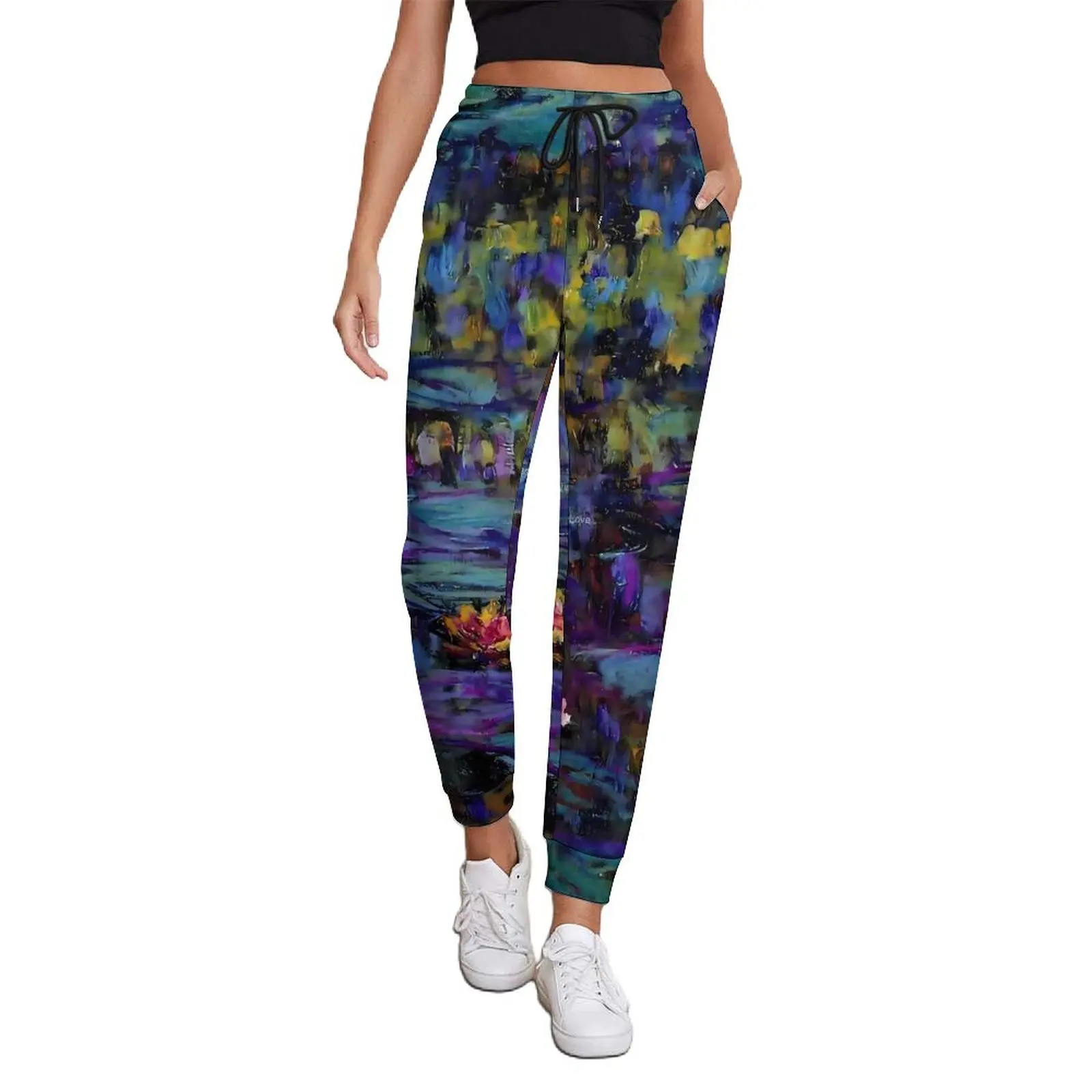 

Painting Print Pants Monet Water Lilies Korean Fashion Joggers Spring Women Elegant Graphic Big Size Trousers Gift